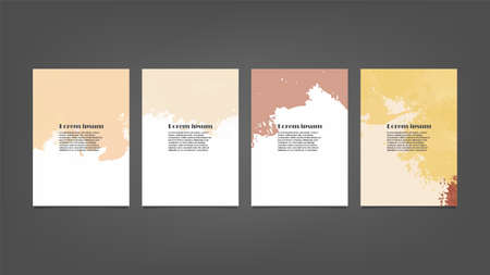 Set of yellow vector watercolor backgrounds for poster, brochure or flyer, Bundle of watercolor posters, flyers or cards. Banner template.のイラスト素材