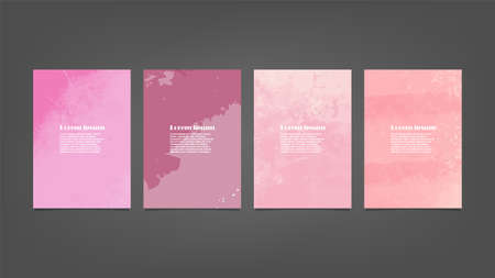 Set of pink vector watercolor backgrounds for poster, brochure or flyer, Bundle of watercolor posters, flyers or cards. Banner template.のイラスト素材