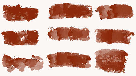 Big set of brown grunge stroke brush , banner, label, for your design, vector.のイラスト素材
