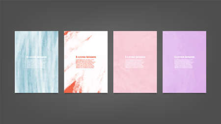 Set of colorful vector watercolor backgrounds for poster, brochure or flyer, Bundle of watercolor posters, flyers or cards. Banner template.のイラスト素材