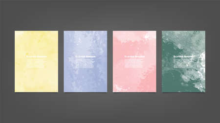 Set of colorful vector watercolor backgrounds for poster, brochure or flyer, Bundle of watercolor posters, flyers or cards. Banner template.のイラスト素材