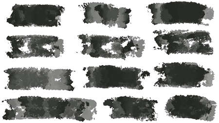 Set of black brush, paint, ink brush strokes, brushes, lines. Dirty artistic design elements. Vector illustration. Isolated on white background.のイラスト素材