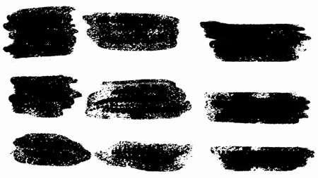 Big set of Black grunge stroke brush , banner, label, for your design, vector.のイラスト素材