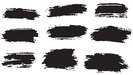 Big set of Black grunge stroke brush , banner, label, for your design, vector.のイラスト素材