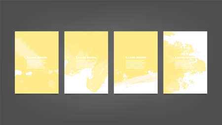 Set of yellow vector watercolor backgrounds for poster, brochure or flyer, Bundle of watercolor posters, flyers or cards. Banner template.のイラスト素材