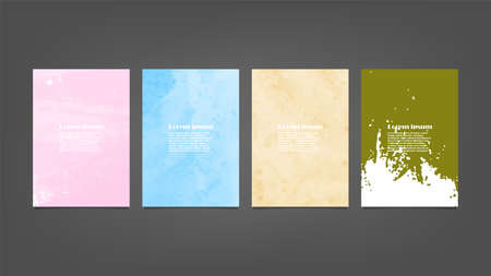 Set of colorful vector watercolor backgrounds for poster, brochure or flyer, Bundle of watercolor posters, flyers or cards. Banner template.のイラスト素材