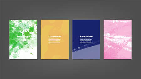 Set of colorful vector watercolor backgrounds for poster, brochure or flyer, Bundle of watercolor posters, flyers or cards. Banner template.のイラスト素材