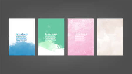 Set of colorful vector watercolor backgrounds for poster, brochure or flyer, Bundle of watercolor posters, flyers or cards. Banner template.のイラスト素材