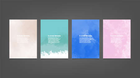 Set of colorful vector watercolor backgrounds for poster, brochure or flyer, Bundle of watercolor posters, flyers or cards. Banner template.のイラスト素材