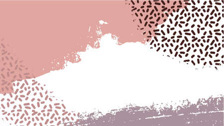Color splash abstract cartoon background or children playground banner design element. Vector overlay colorful spotty pattern of geometric shape, line and dot in trendy Memphis animation 80s-90s style.のイラスト素材