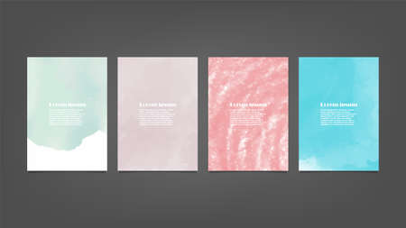 Set of colorful vector watercolor backgrounds for poster, brochure or flyer, Bundle of watercolor posters, flyers or cards. Banner template.のイラスト素材