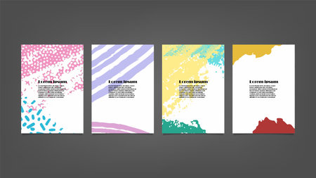 Set of colorful vector watercolor backgrounds for poster, brochure or flyer, Bundle of watercolor posters, flyers or cards. Banner template.のイラスト素材