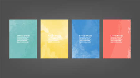 Set of colorful vector watercolor backgrounds for poster, brochure or flyer, Bundle of watercolor posters, flyers or cards. Banner template.のイラスト素材