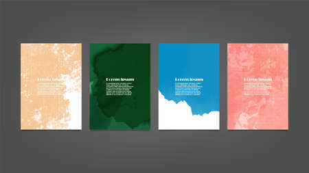 Set of colorful vector watercolor backgrounds for poster, brochure or flyer, Bundle of watercolor posters, flyers or cards. Banner template.のイラスト素材