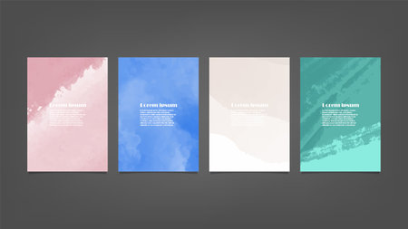 Set of colorful vector watercolor backgrounds for poster, brochure or flyer, Bundle of watercolor posters, flyers or cards. Banner template.のイラスト素材
