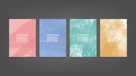 Set of colorful vector watercolor backgrounds for poster, brochure or flyer, Bundle of watercolor posters, flyers or cards. Banner template.のイラスト素材