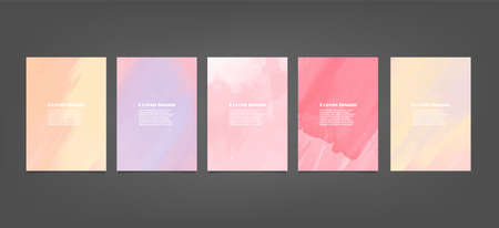 Set of pink vector watercolor backgrounds for poster, brochure or flyer, Bundle of watercolor posters, flyers or cards. Banner template.のイラスト素材