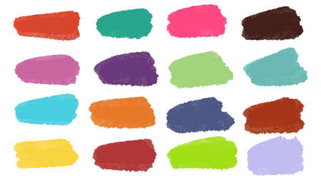 Set of pastel colorful watercolor brush isolate on white, vector.のイラスト素材