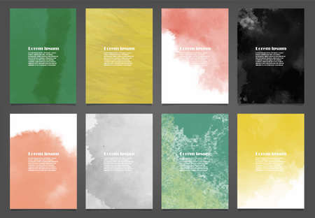 Set of colorful vector watercolor backgrounds for poster, brochure or flyer, Bundle of watercolor posters, flyers or cards. Banner template.の写真素材