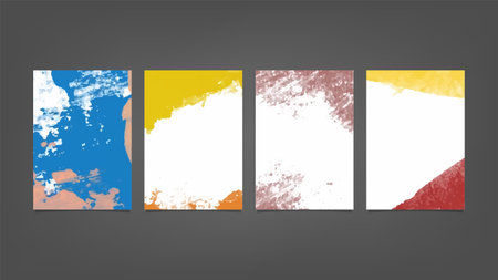 Set of colorful vector watercolor backgrounds for poster, brochure or flyer, Bundle of watercolor posters, flyers or cards. Banner template.のイラスト素材