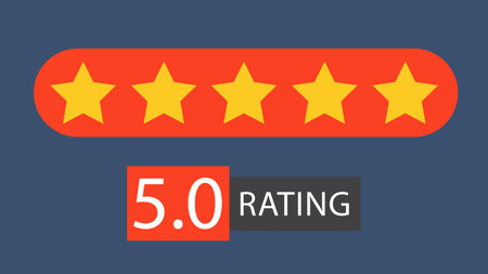 Rating stars badges. 5 stars rating. User reviews and feedback concept. Vector illustration.