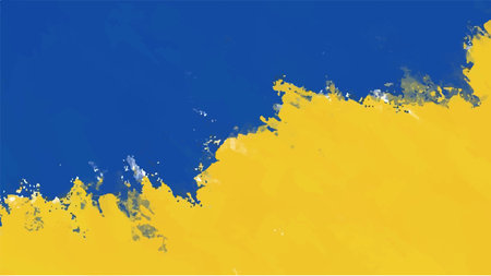 Blue and yellow watercolor background for your design, watercolor background concept, vector.のイラスト素材