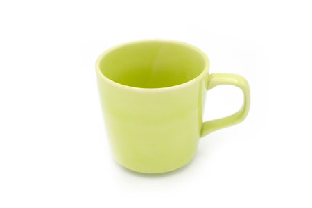 Green mug, Green cup on a white background.の写真素材