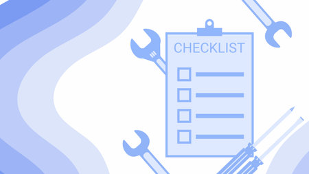 Repair and service with checklist. Vector modern illustration.