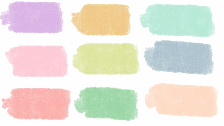 Set of pastel colorful watercolor brush isolate on white, vector.のイラスト素材