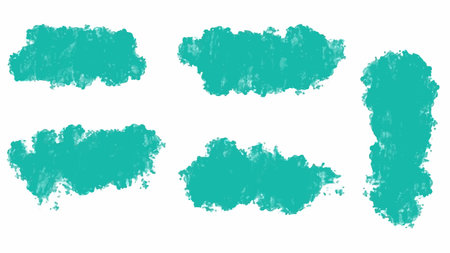 Set of green colorful watercolor brush isolate on white, vector.のイラスト素材