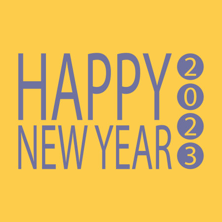 Happy new year 2023 on yellow background, copy space. vector.