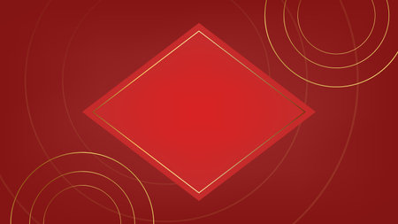 Red background and golden border with space. Lunar new year concept, Chinese new year background. vector.のイラスト素材