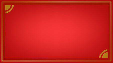 Red background and golden border with space. Lunar new year concept, Chinese new year background. vector.のイラスト素材