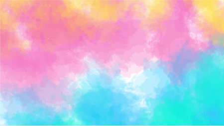 Abstract background with blue, pink and yellow watercolor stains. Vector illustration.のイラスト素材