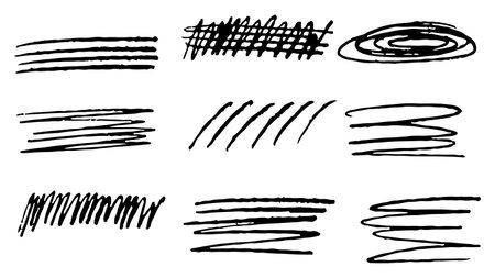 Big set of Black grunge stroke brush , banner, label, for your design, vector.のイラスト素材