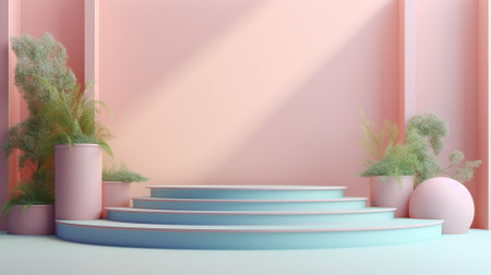 3d Pastel podium for your product. Generative AI.の素材