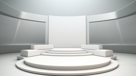 3d luxury white podium for your luxury product. Generative AIの素材