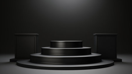 3d luxury black podium for your luxury product. Generative AIの素材