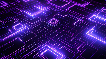 Abstract technology background neon circuit purple neon. Technology concept. Generative AI.の素材