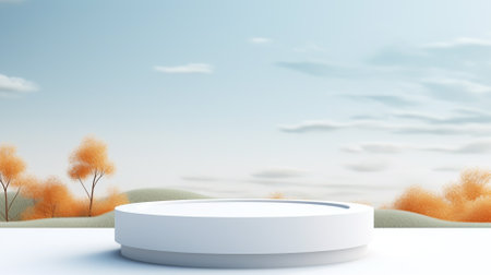 3d luxury white podium with blur forest background for your luxury product.Generative AIの素材