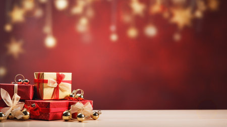 Luxury christmas background with copyspace for your text,design. Christmas concept. Generative AI.の素材