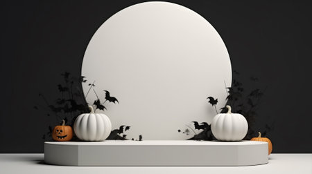 3d Podium with halloween decoration. Halloween concept. Generative AIの素材