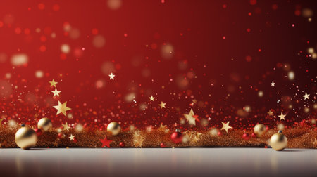 3d luxury podium christmas decoration and space for your luxury product. Christmas background concept. Generative AI.の素材