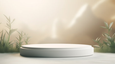3d luxury white podium for your luxury product with nature background. Generative AIの素材