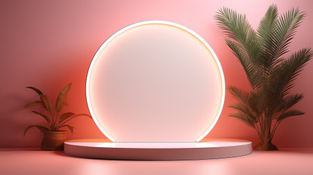 product display background with light frame. 3d podium for your product. Generative AIの素材