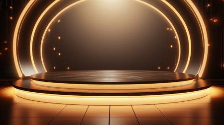 product display background with light frame. 3d podium for your product. Generative AIの素材