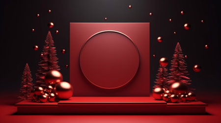 3d luxury podium christmas decoration and space for your luxury product. Christmas background concept. Generative AI.の素材
