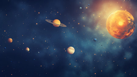 Solor system background. Illustration. Generative AIの素材