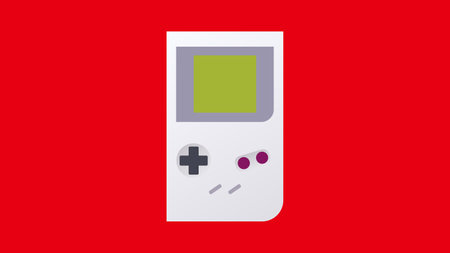 portable classic console game pad on red background. vectorのイラスト素材