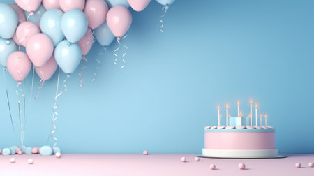 3d of happy birthday concept. Happy birthday background. Generative AI.の素材